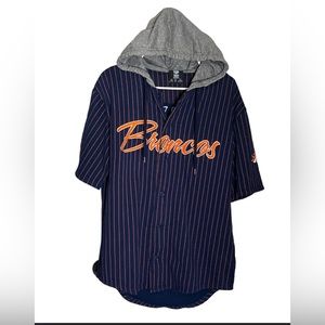 Denver Broncos NFL Hooded Short Sleeve Button Down Jersey Shirt. S.